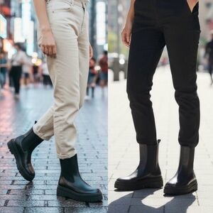 GOOD AMERICAN (Khloe Kardashian) Womens Leather 
Chelsea Combat Lug. New…